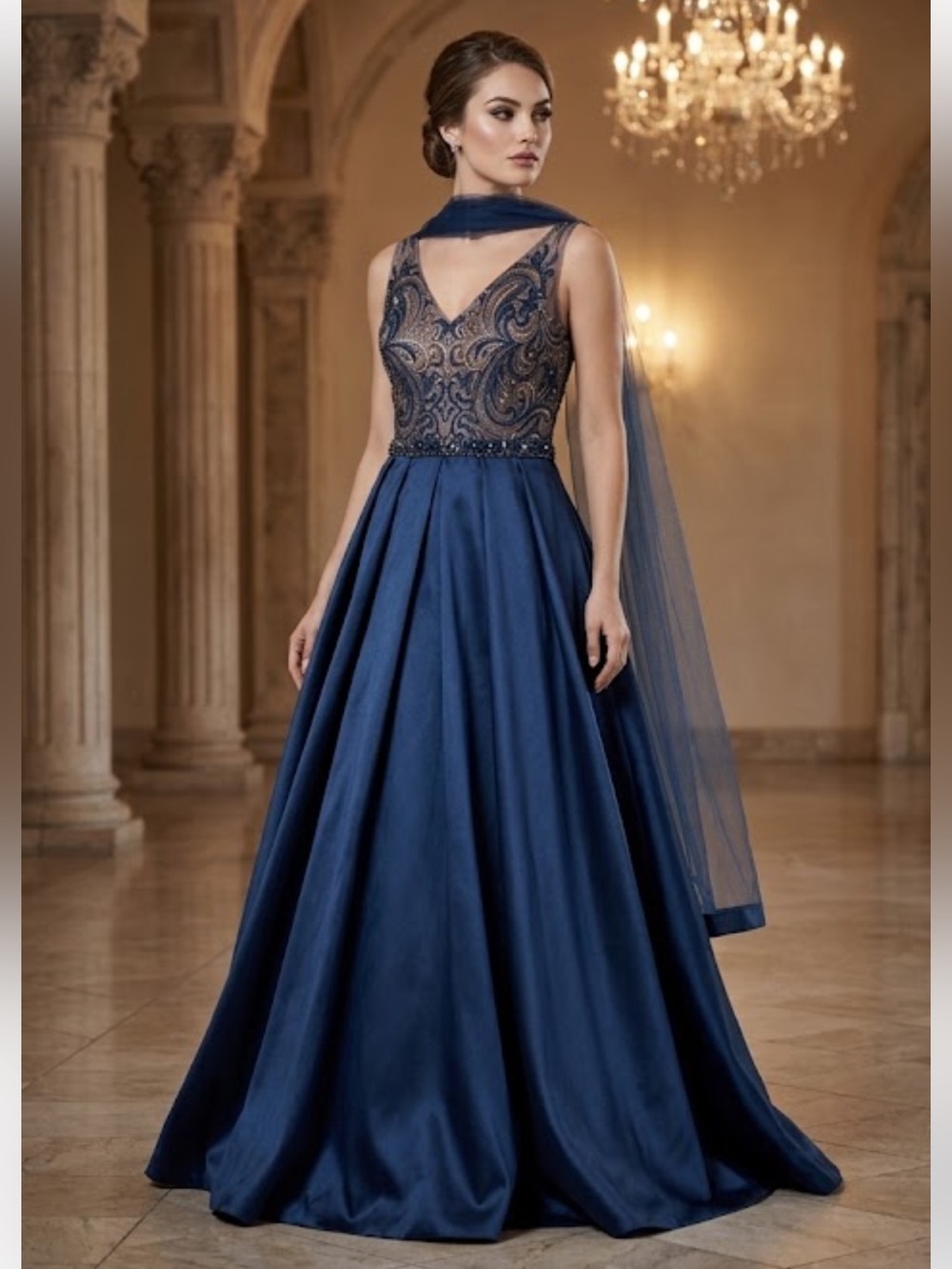 Montage by Mon Cheri sleeveless, or with sleeve embellished long gown